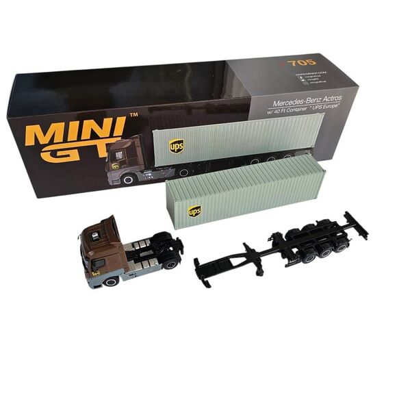Mini GT 1:64 Mercedes-Benz Actros UPS Europe w/ 40ft Container MGT00705L - Picture 2 of 11